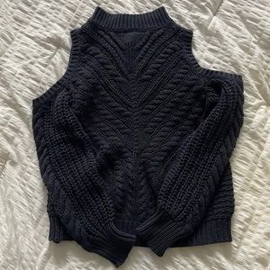 Cold Shoulder Cable Knit Navy Aeropostale Sweater